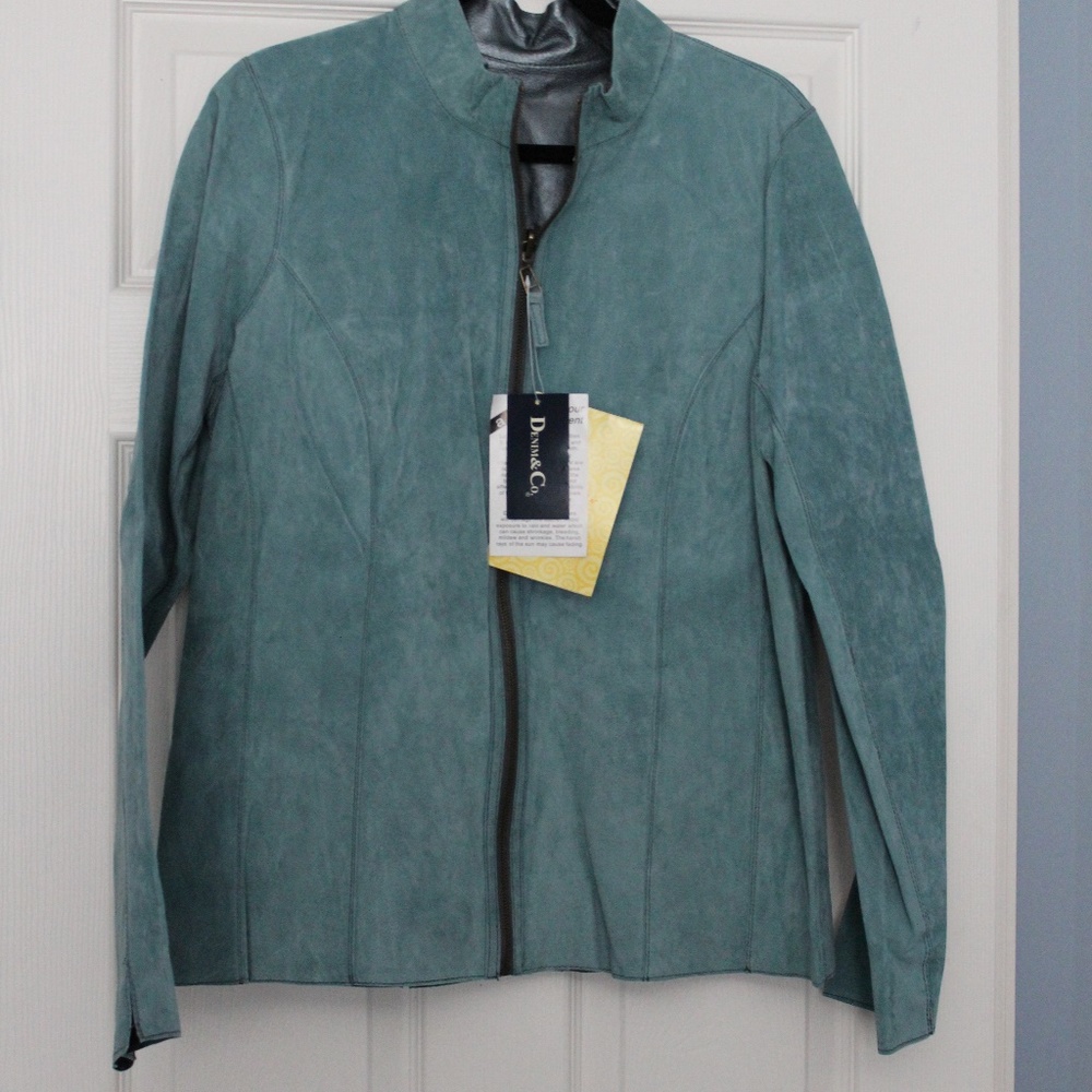 Denim&Co Reversible Suede Green Jacket NWT SZ L